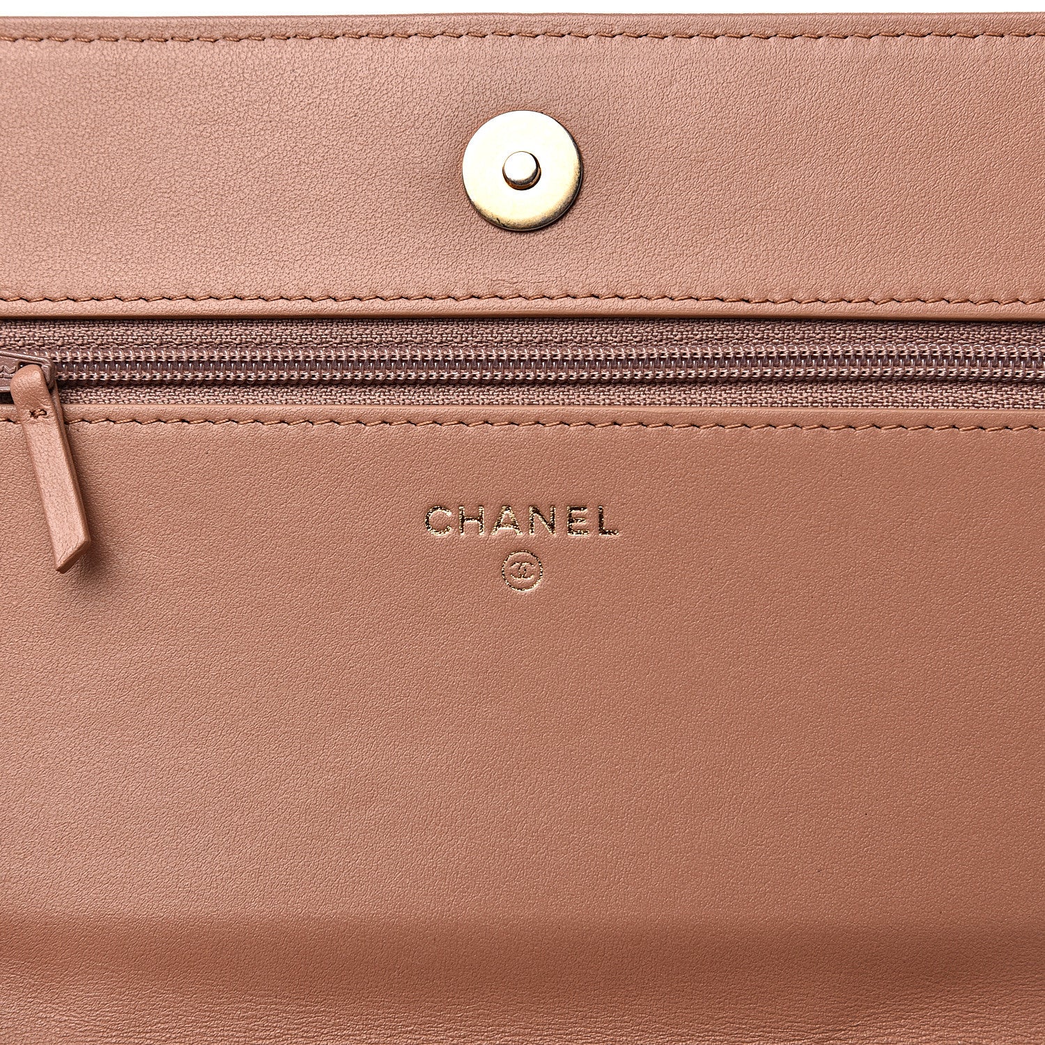 Chanel Caviar Chevron Quilted Boy Wallet On Chain WOC Dark Beige 5 of 12