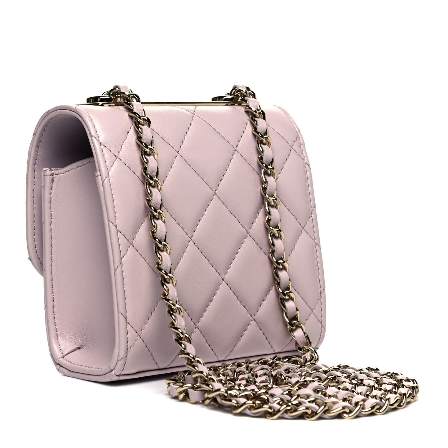 Lambskin Quilted Mini Trendy CC Clutch With Chain Light Pink