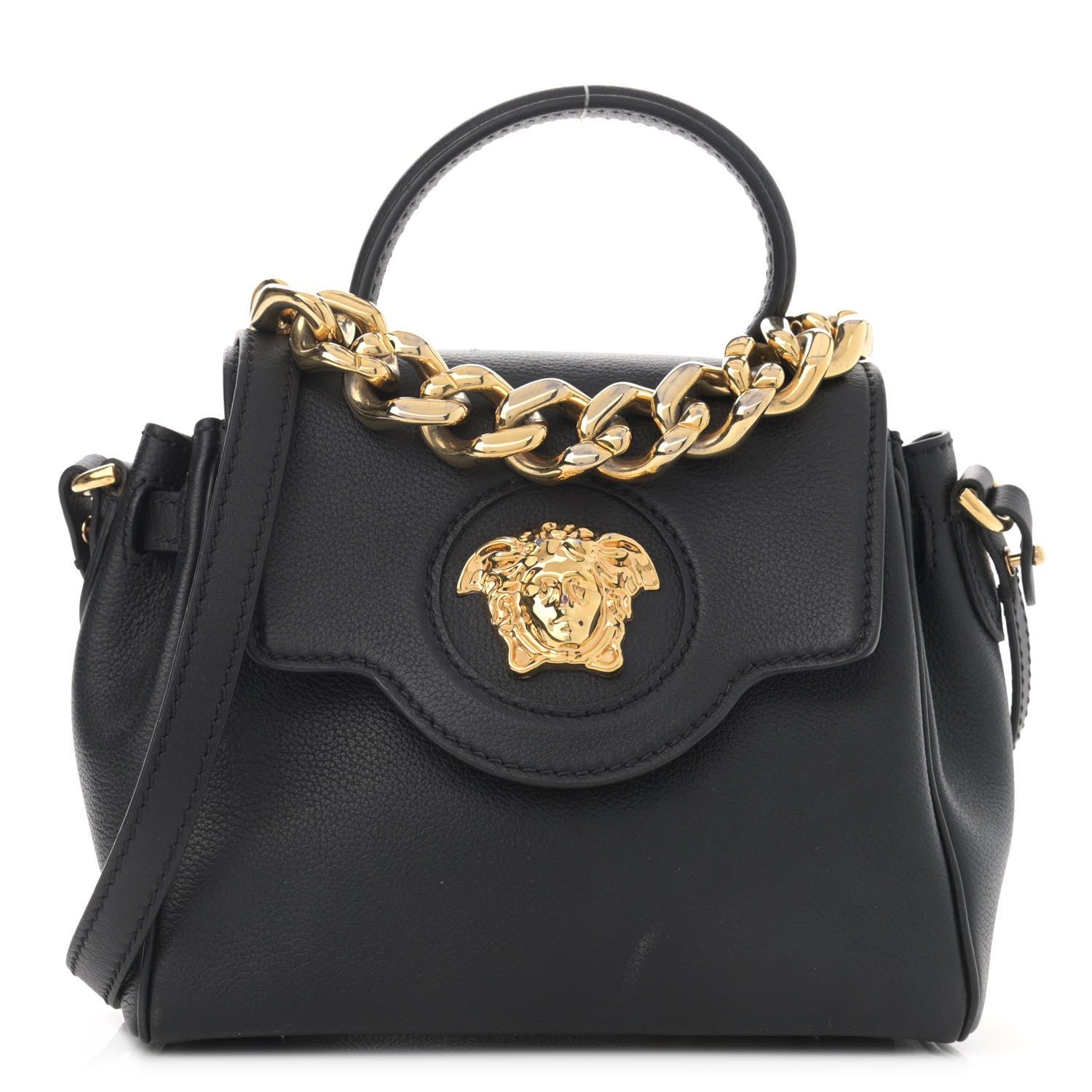Versace Grained Calfskin Small La Medusa Top Handle Bag Black 1 of 13