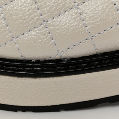Chanel Pearly Calfskin Patent Calfskin Quilted Lace Up Boots 38.5 White Light Gray Black 13 of 16