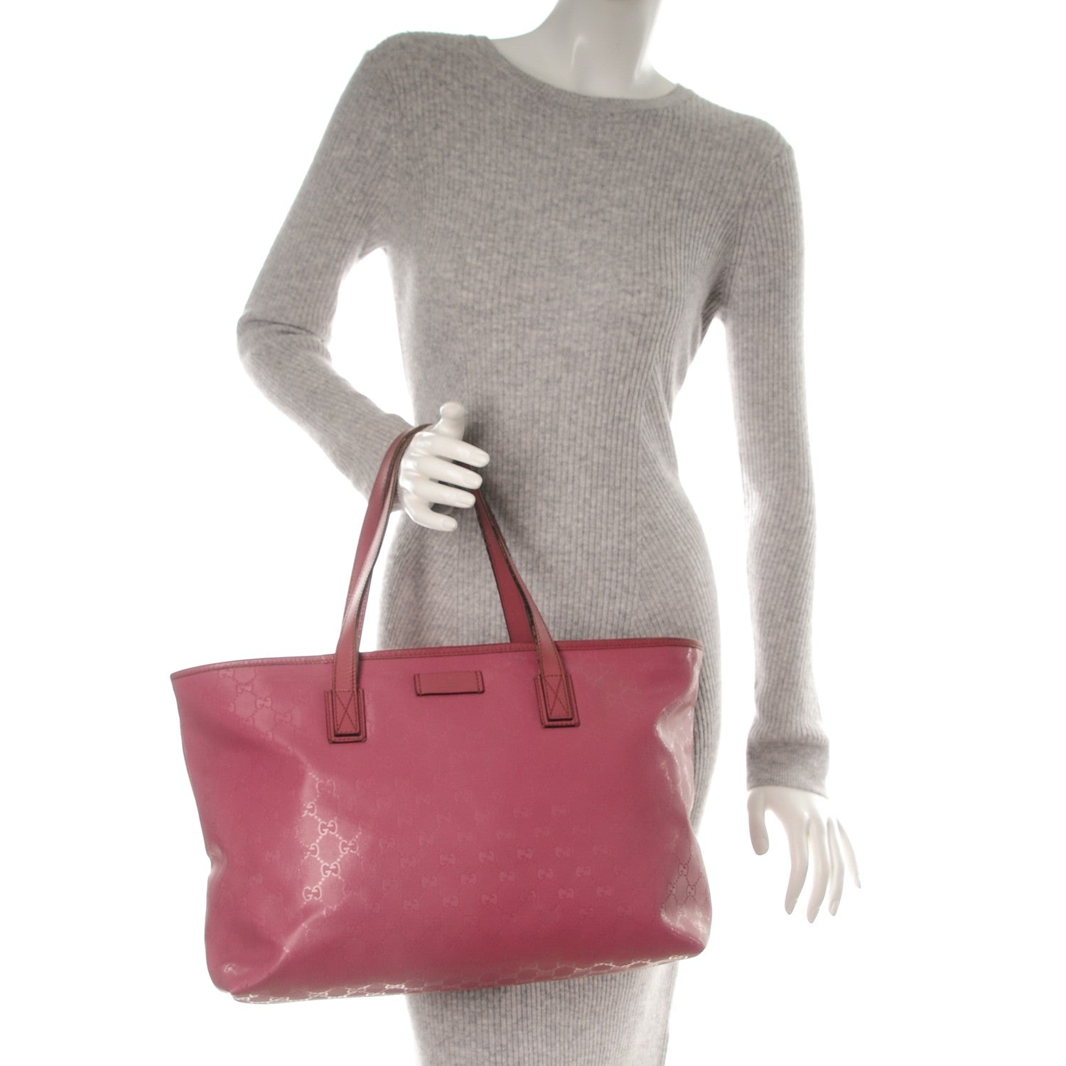 Gucci Imprime Monogram Medium Zippered Shopping Tote Vintage Rose 2 of 11