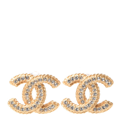 Chanel Crystal 90’s Icon CC Stud Earrings Gold 1 of 5