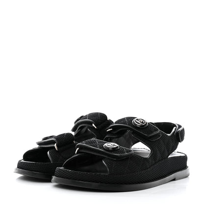 Chanel Fabric Velcro Dad Sandals 38 Black 3 of 9