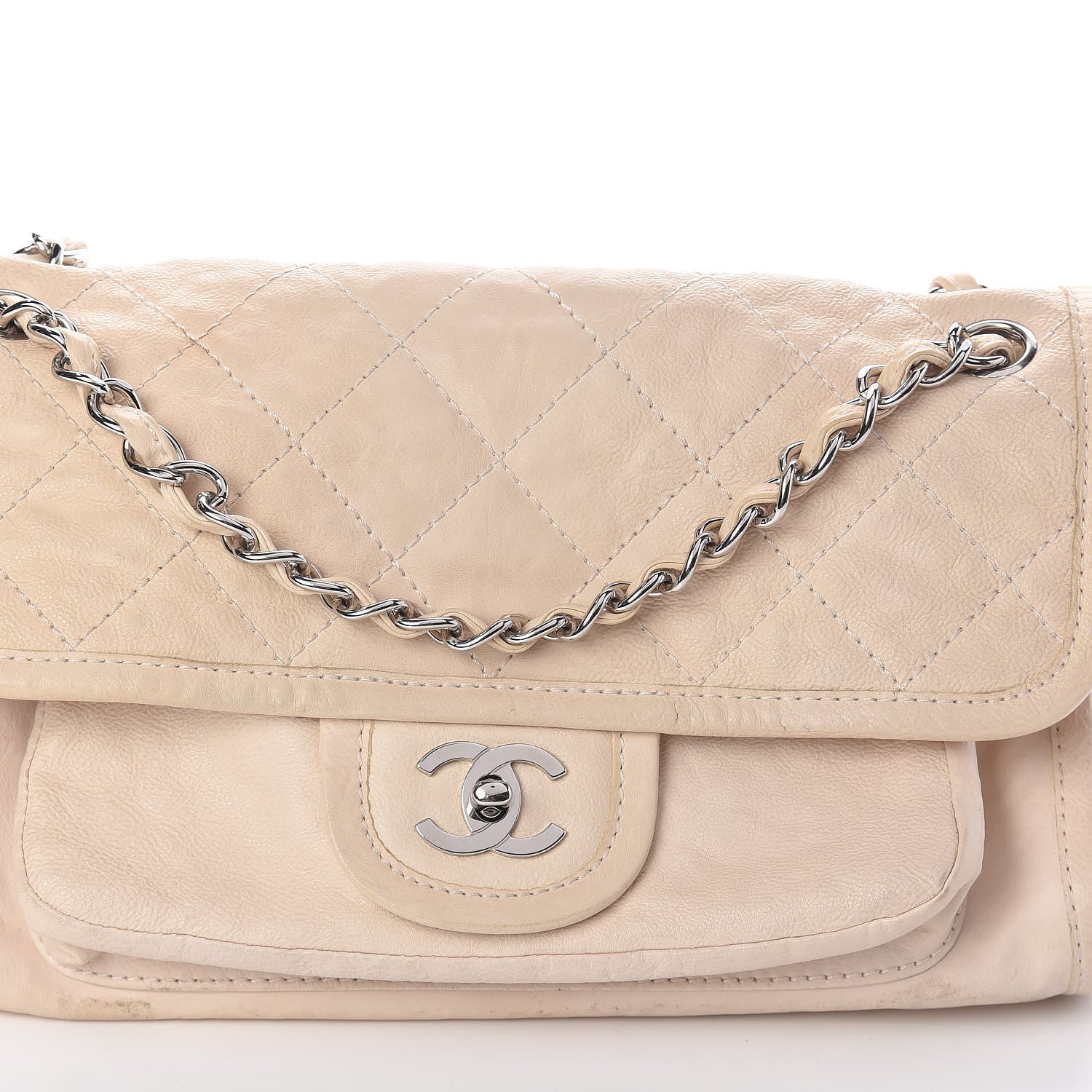 Chanel Calfskin Quilted Flap Shoulder Bag Light Beige 9 of 11