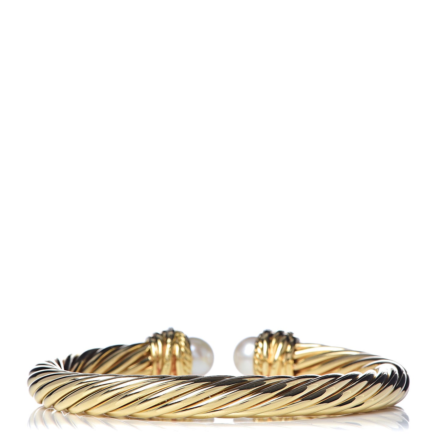 18K Yellow Gold Diamond Pearl 7mm Crossover Bracelet