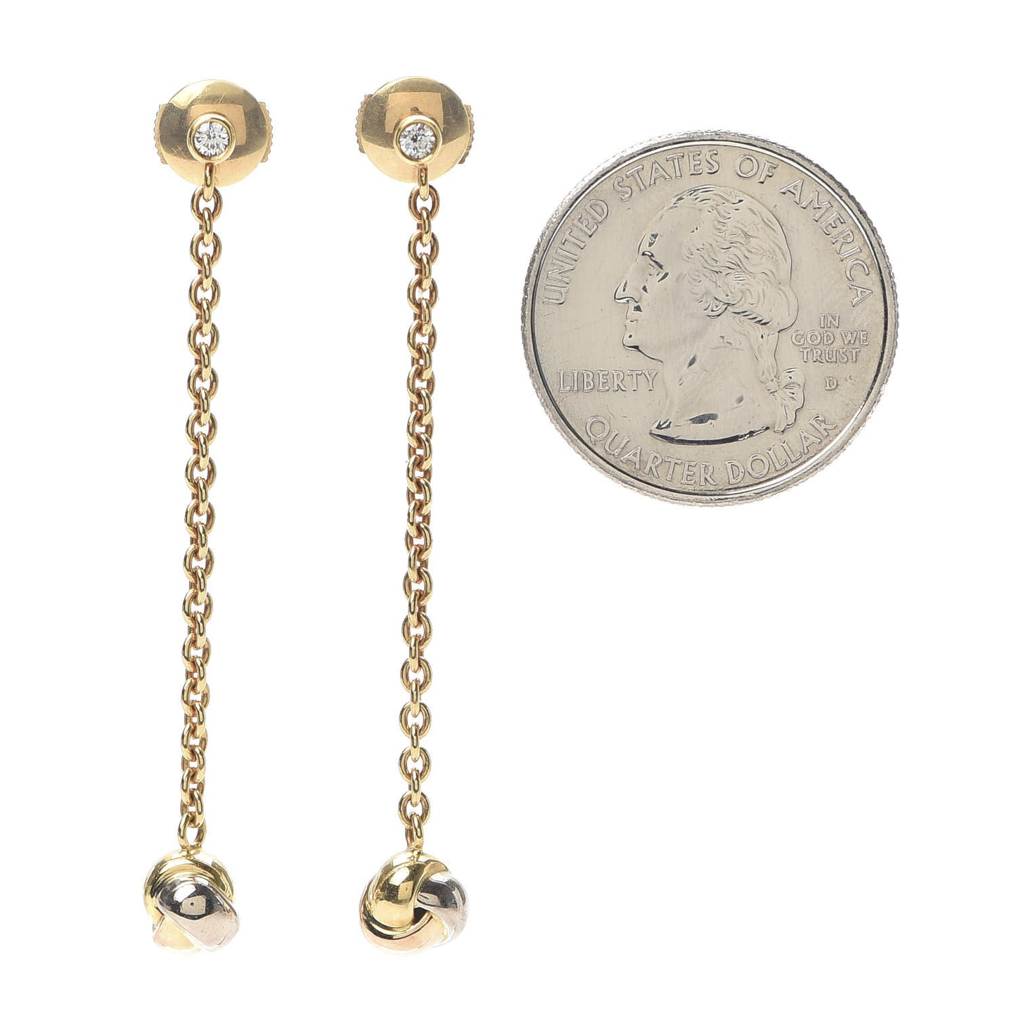 18K Pink Yellow White Gold Baby Trinity Drop Earrings