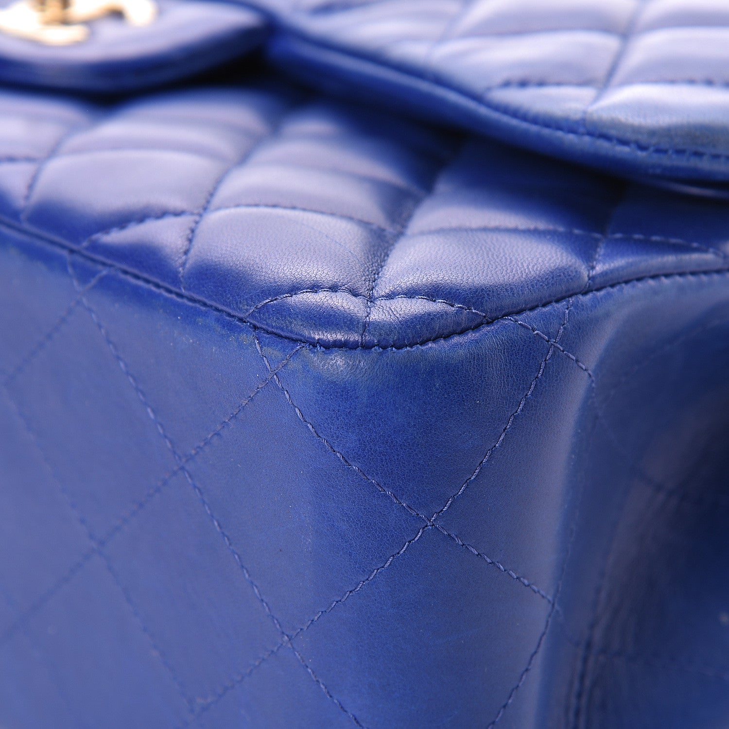 Chanel Lambskin Quilted Jumbo Double Flap Blue 10 of 22