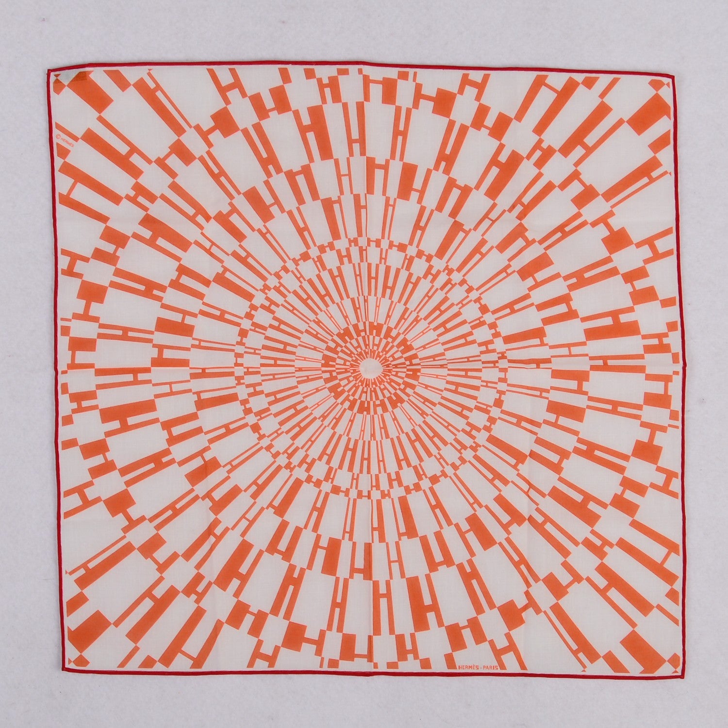 Hermes Cotton Pocket Square Orange 2 of 5