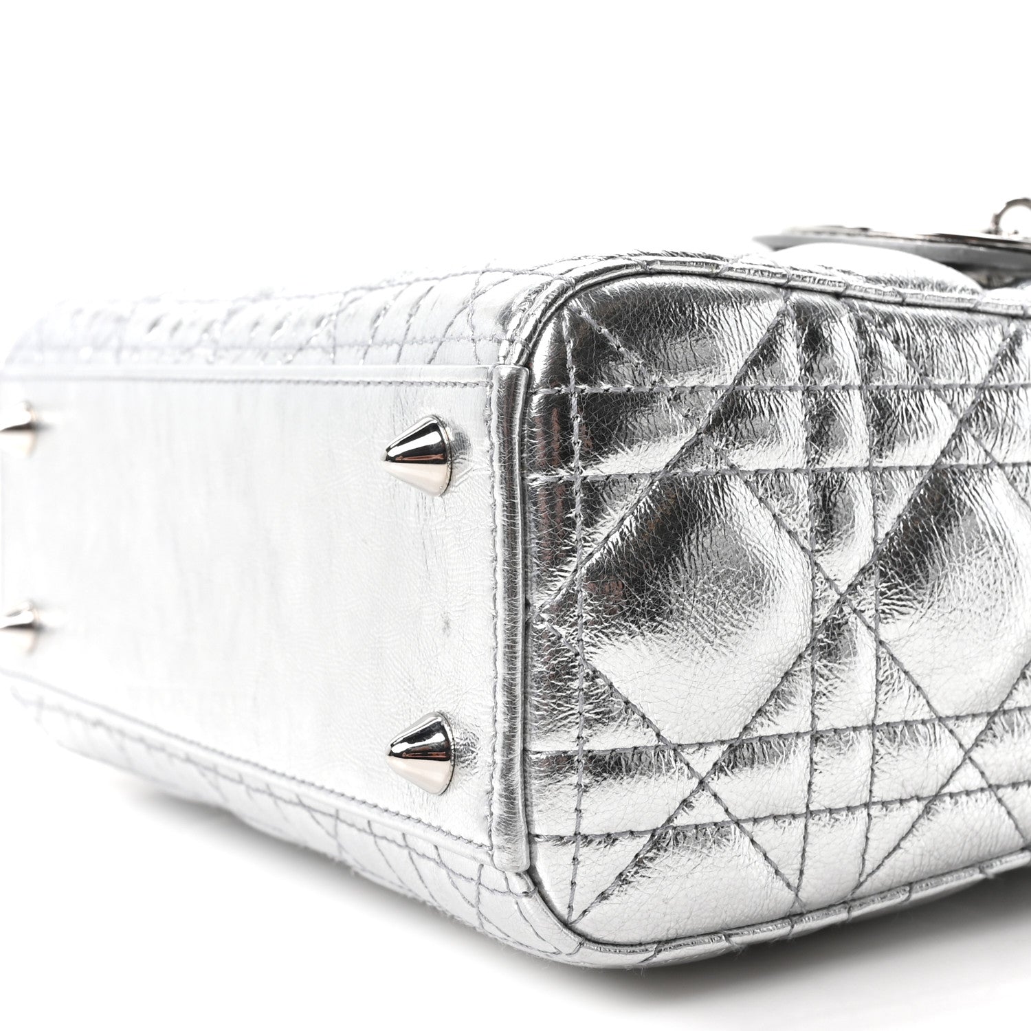 Christian Dior Metallic Grained Calfskin Cannage Small Lucky Badges My Lady Dior Silver 10 of 10