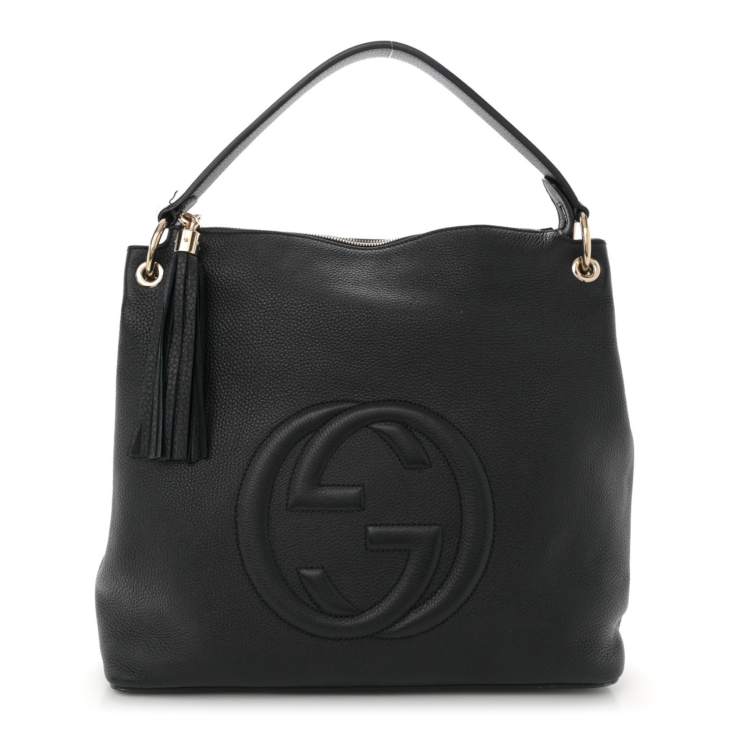 Pebbled Calfskin Large Soho Hobo Black