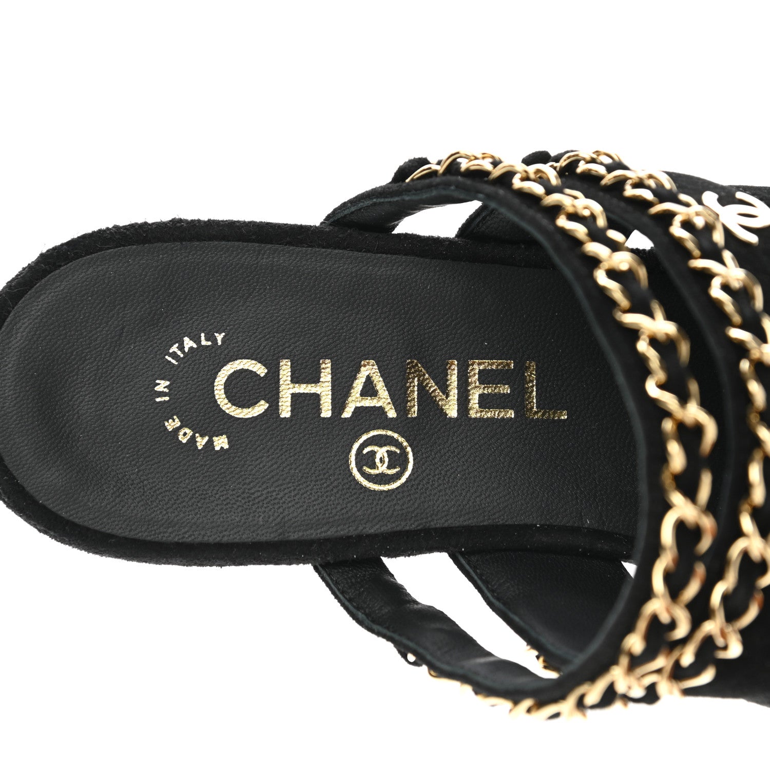 Chanel Suede Chain Mule Sandals 36 Black 7 of 10