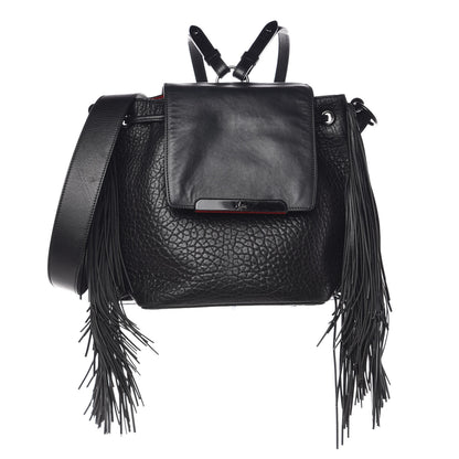 Christian Louboutin Pebbled Calfskin Fringe Lucky L Convertible Backpack Black 1 of 15