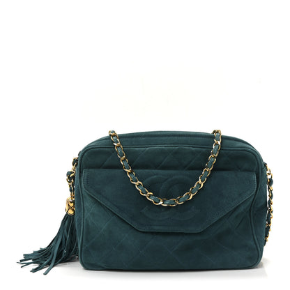 Chanel Suede Quilted CC Tassel Camera Bag Blue 1 of 10