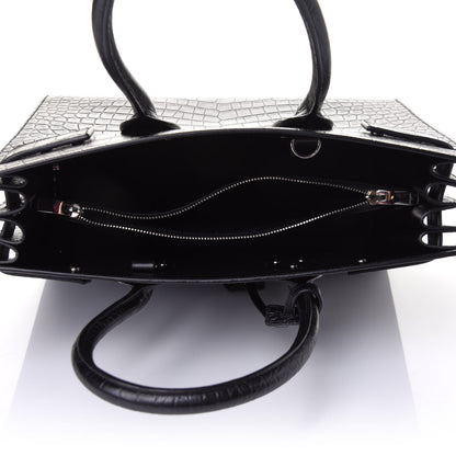 Saint Laurent Calfskin Crocodile Embossed Small Sac de Jour Black 4 of 9
