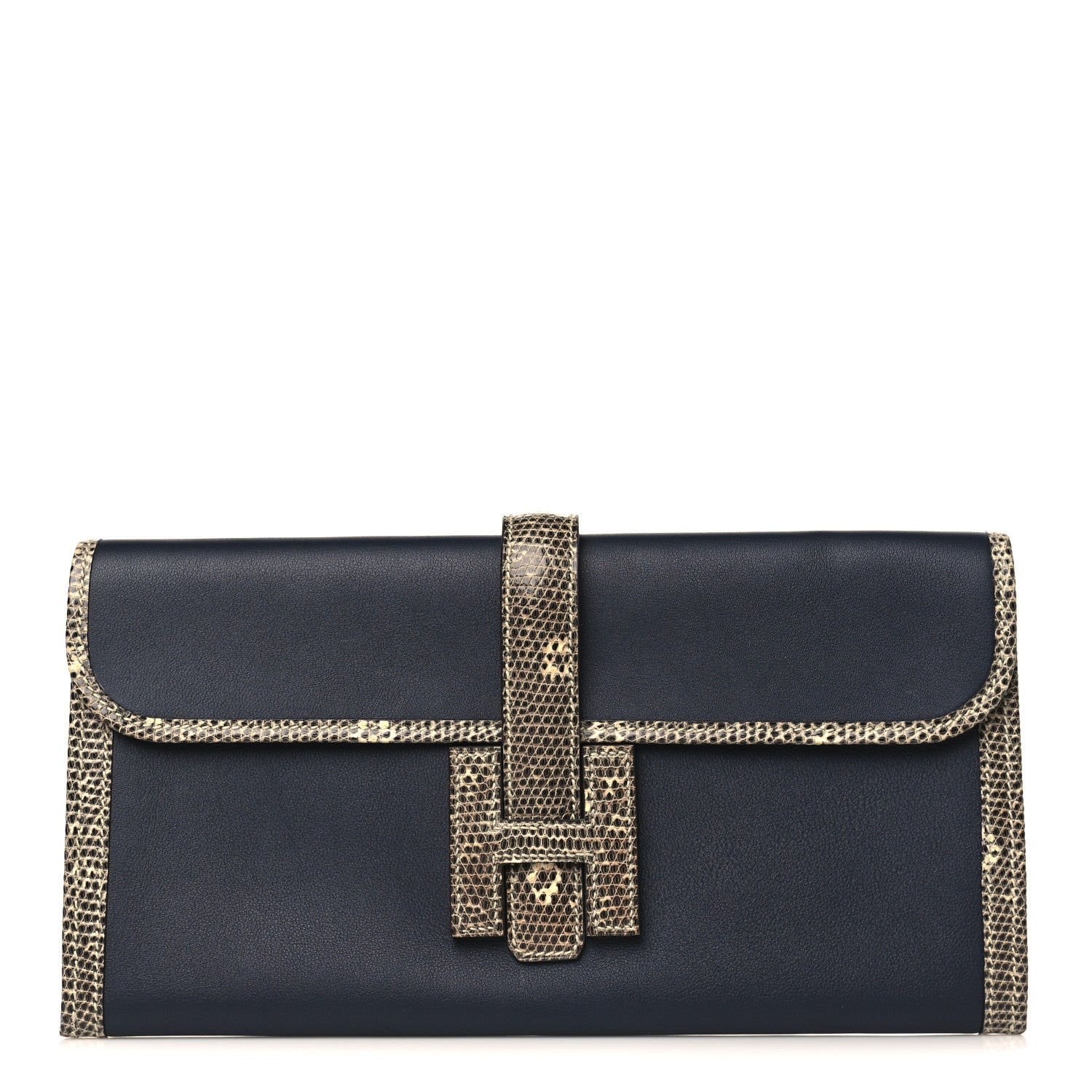 Hermes Swift Lizard Jige Elan Touch 29 Clutch Bleu Nuit Ombre 1 of 9