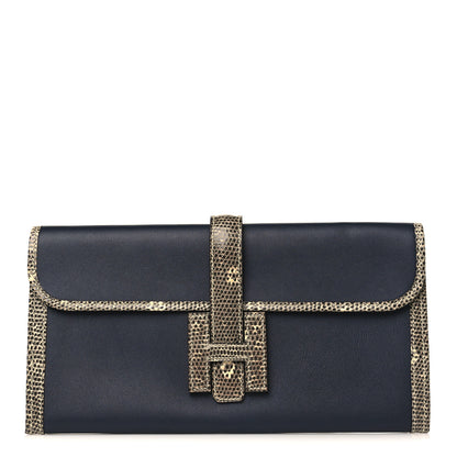 Hermes Swift Lizard Jige Elan Touch 29 Clutch Bleu Nuit Ombre 1 of 9