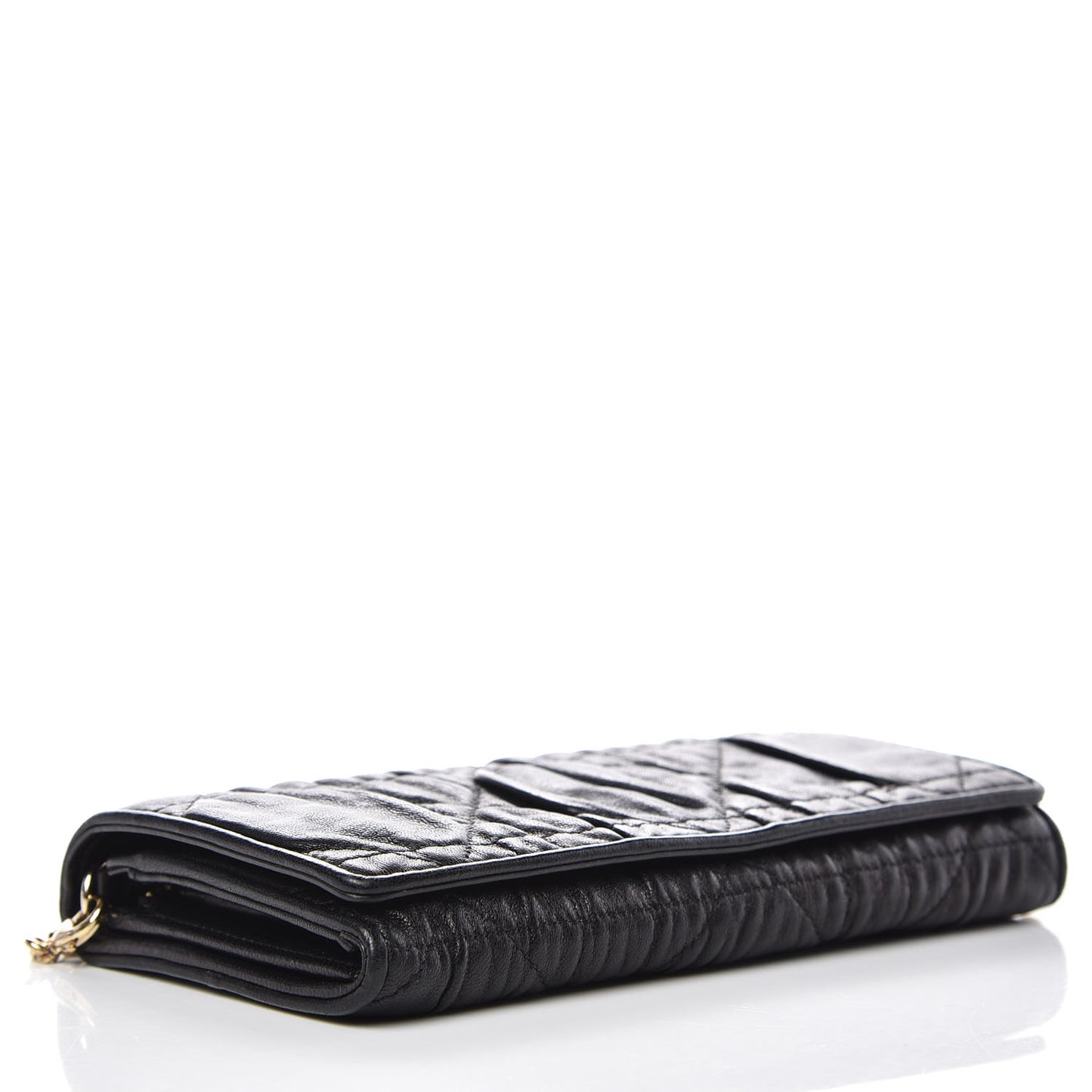 Gaufre Lambskin Cannage Rendez-vous Chain Wallet Black