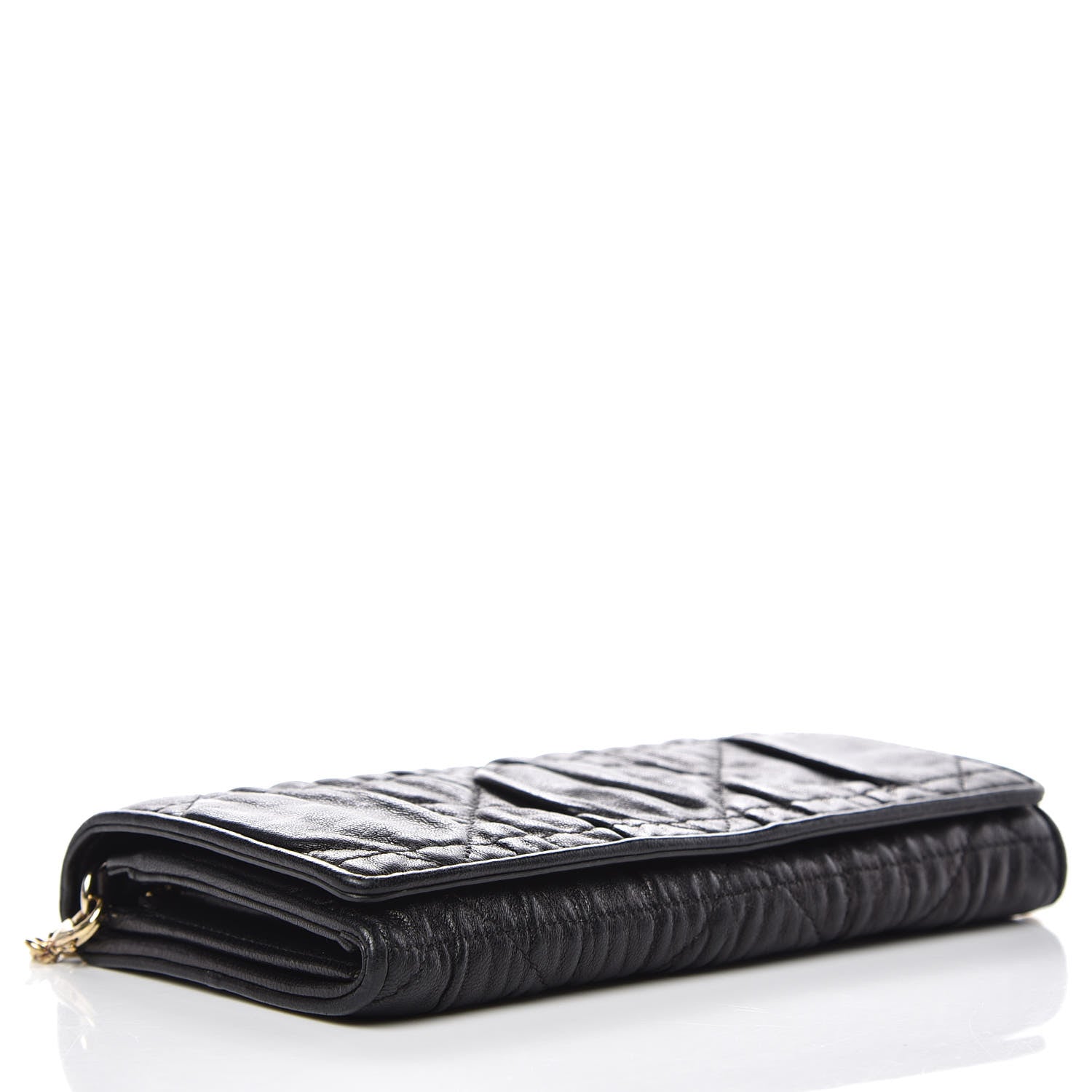 Christian Dior Gaufre Lambskin Cannage Rendez-vous Chain Wallet Black 4 of 9