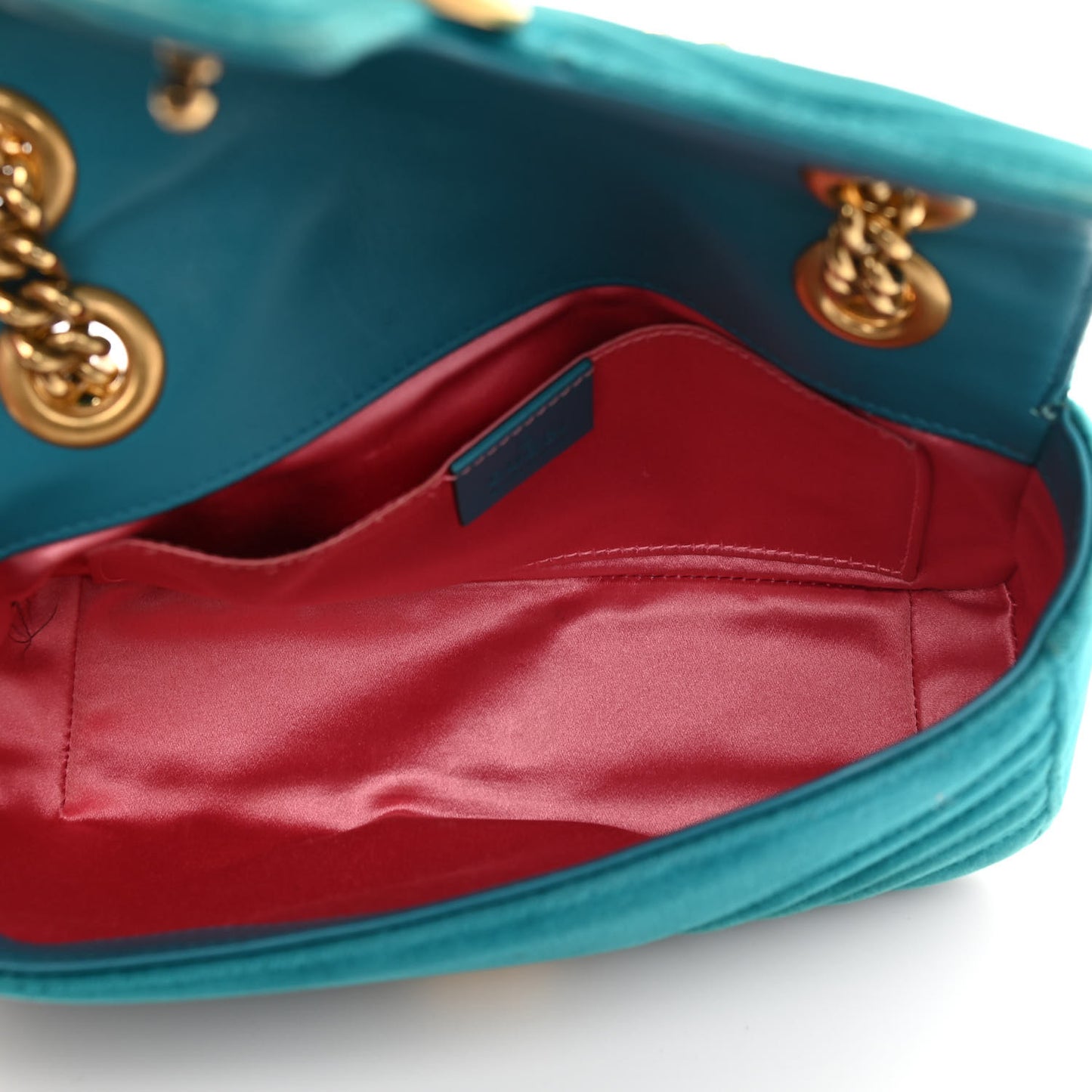 Velvet Matelasse Mini GG Marmont Shoulder Bag Pavone Cyan