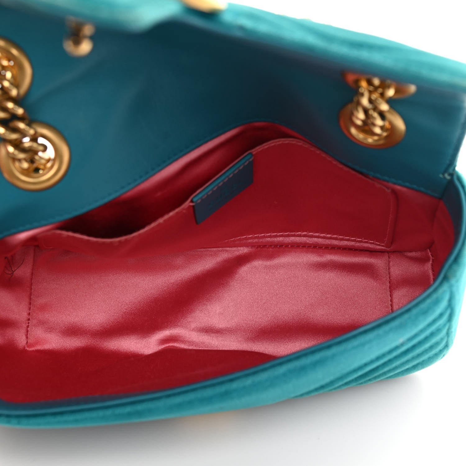 Gucci Velvet Matelasse Mini GG Marmont Shoulder Bag Pavone Cyan 5 of 12