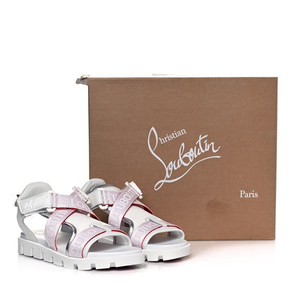 Christian Louboutin Calfskin Velcrissimo Flat Sandals 37.5 Blanco Silver 8 of 8