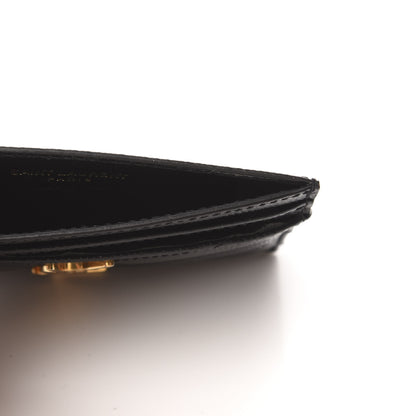 Saint Laurent Grain De Poudre Matelasse Chevron Monogram Credit Card Case Black 5 of 6