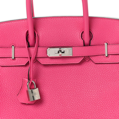 Hermes Taurillon Clemence Birkin 30 Rose Shocking 8 of 10