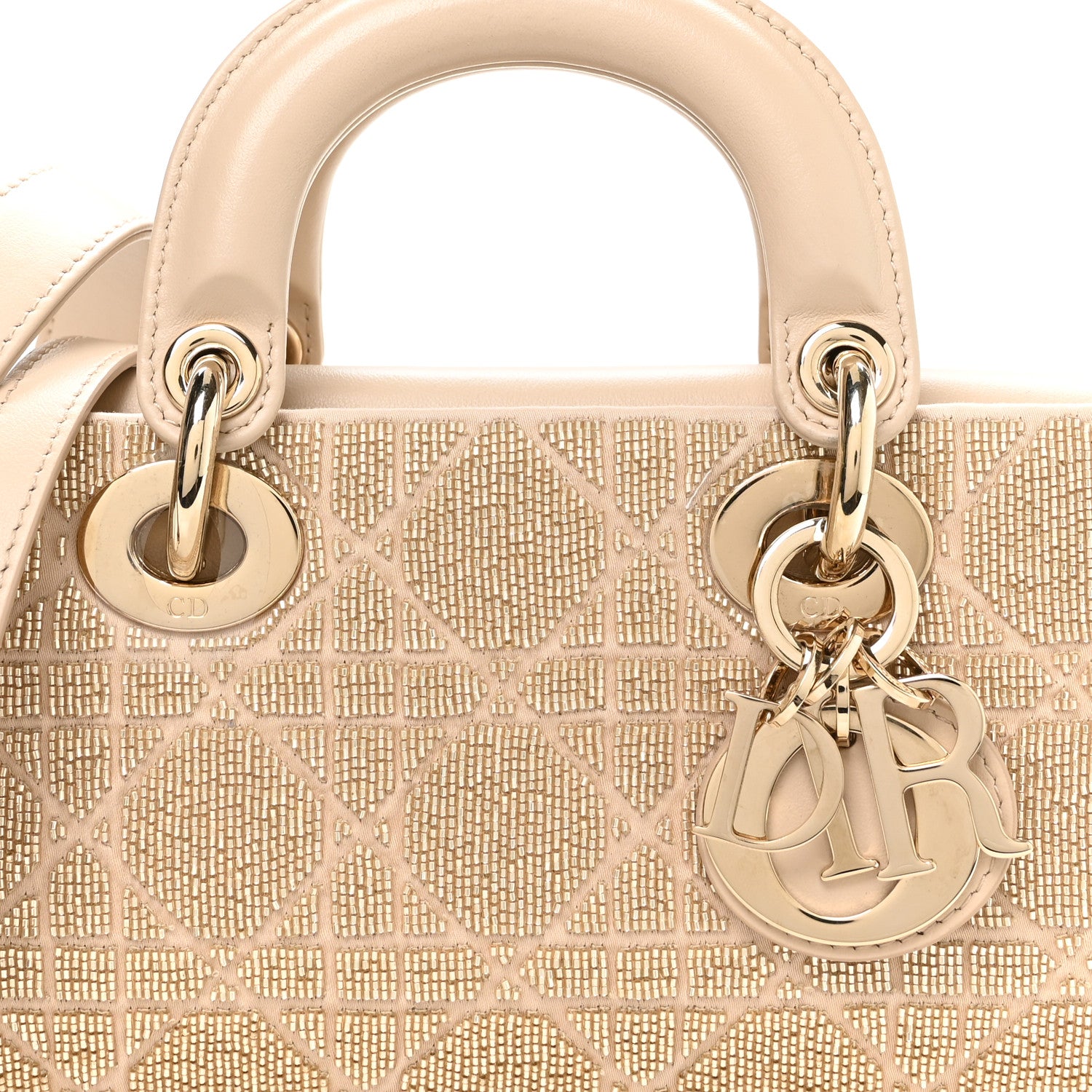 Christian Dior Lambskin Cannage Beaded Embroidered Micro Lady D-Joy Beige 7 of 9