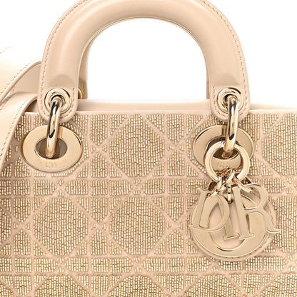 Christian Dior Lambskin Cannage Beaded Embroidered Micro Lady D-Joy Beige 7 of 9