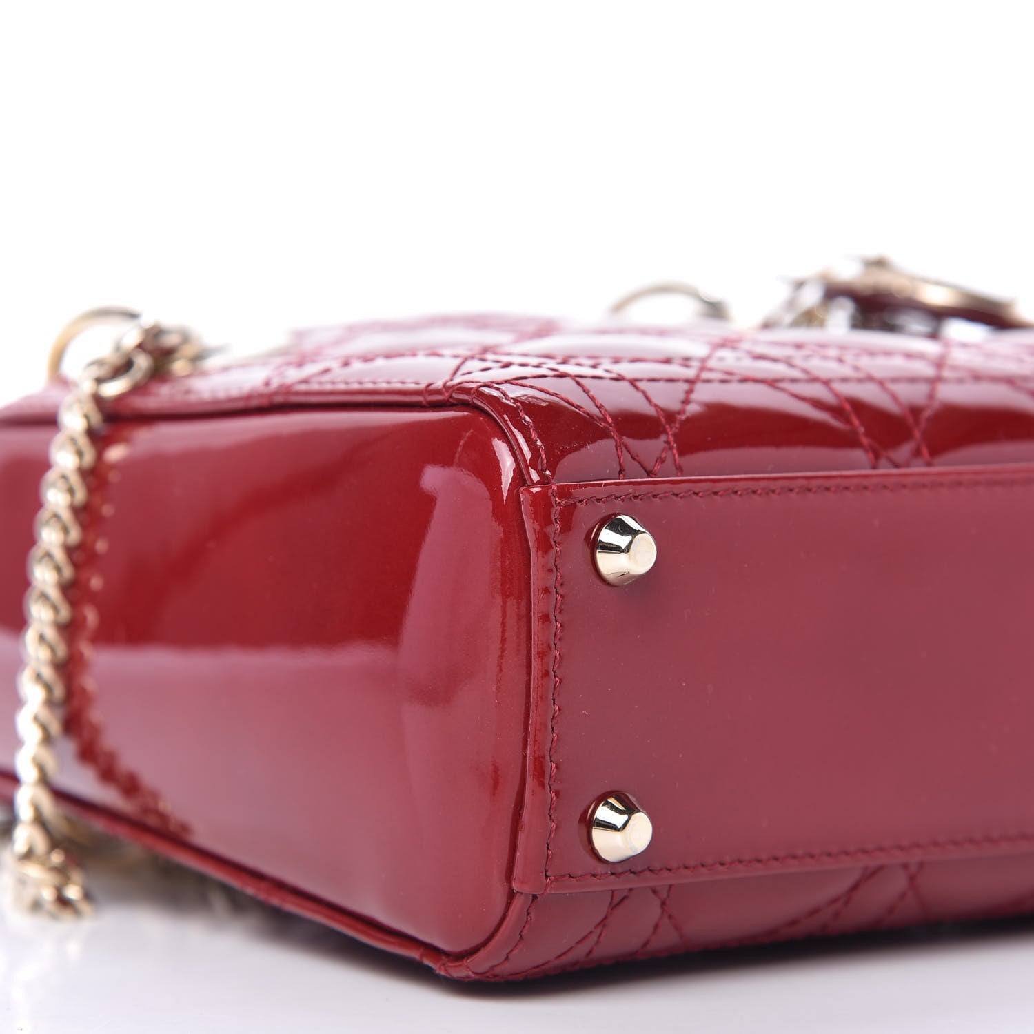 Christian Dior Patent Cannage Mini Lady Dior Red 6 of 10