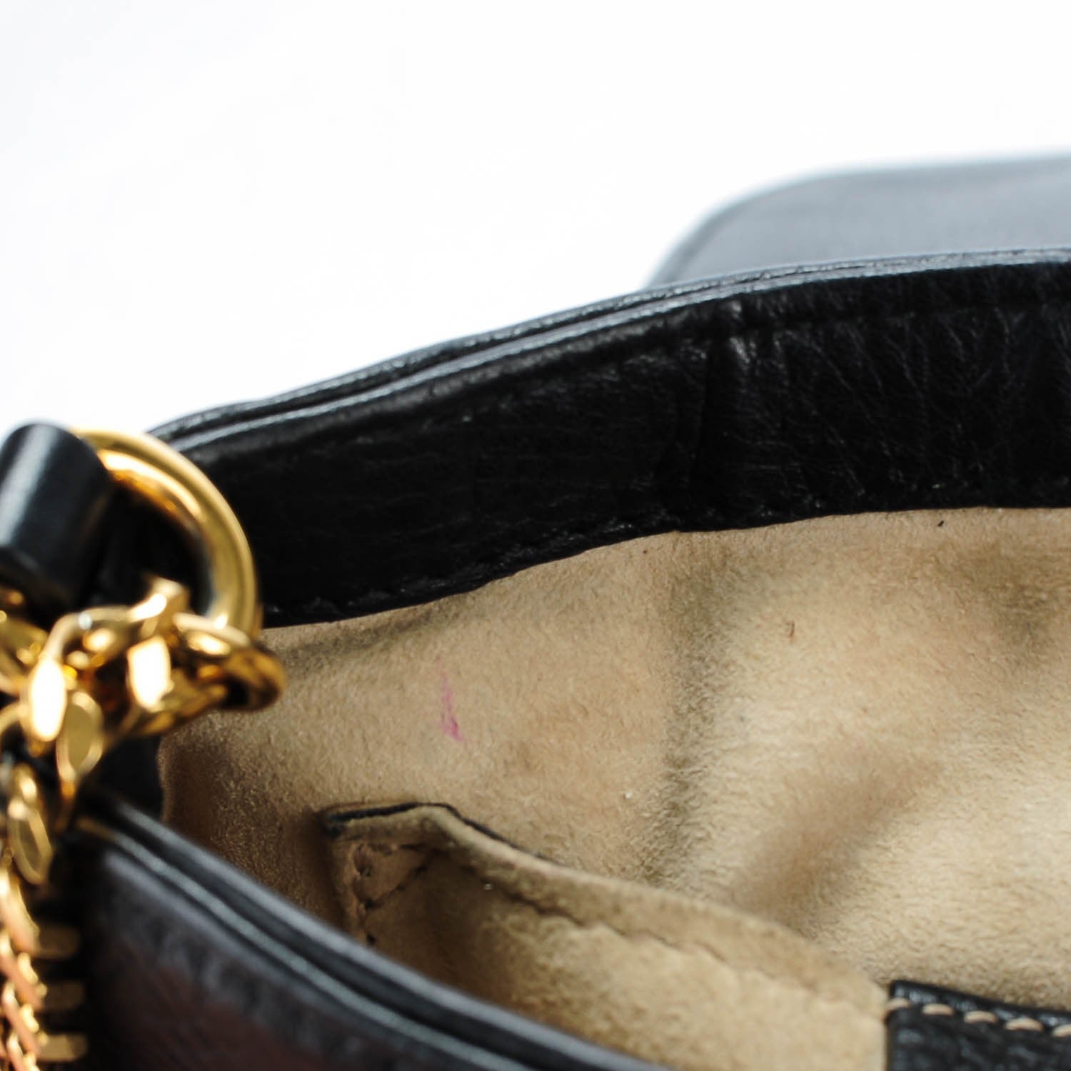 Gucci Pebbled Calfskin Small 1973 Chain Shoulder Bag Black 8 of 9