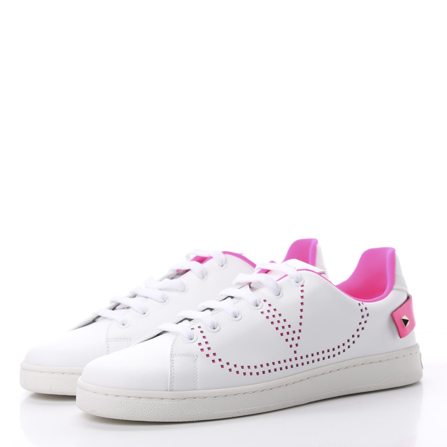 Valentino Garavani Calfskin Womens Backnet Sneakers 41 White Fuchsia 3 of 10