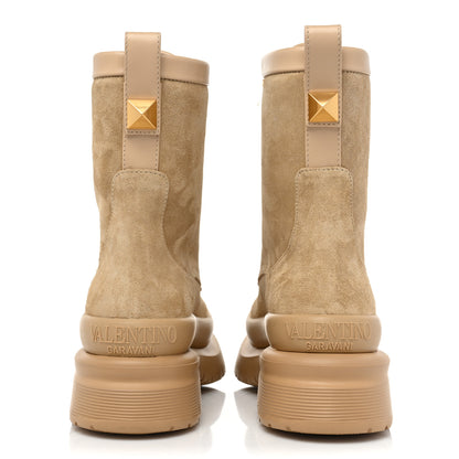 Valentino Garavani Suede Roman Stud 30/50mm Combat Boots 37 Sabbia 4 of 11