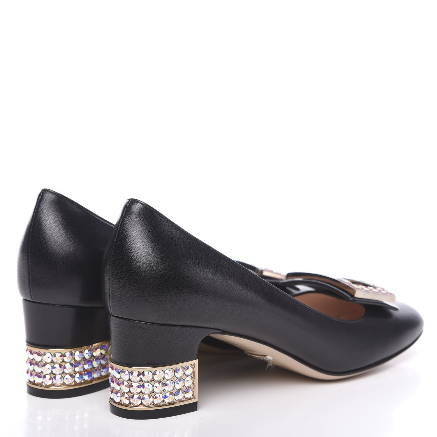 Gucci Malaga Kid Crystal Square G Madelyn Mid Heel Loafer Pumps 39 Black 4 of 10
