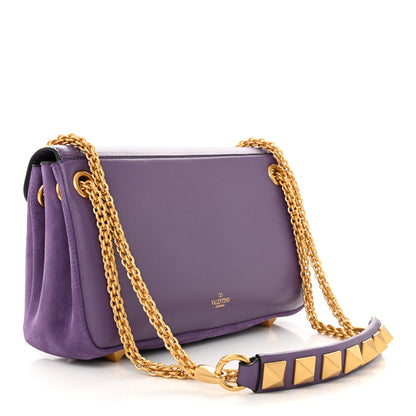 Valentino Garavani Nappa Suede Stud Sign Shoulder Bag Indian Violet 3 of 12
