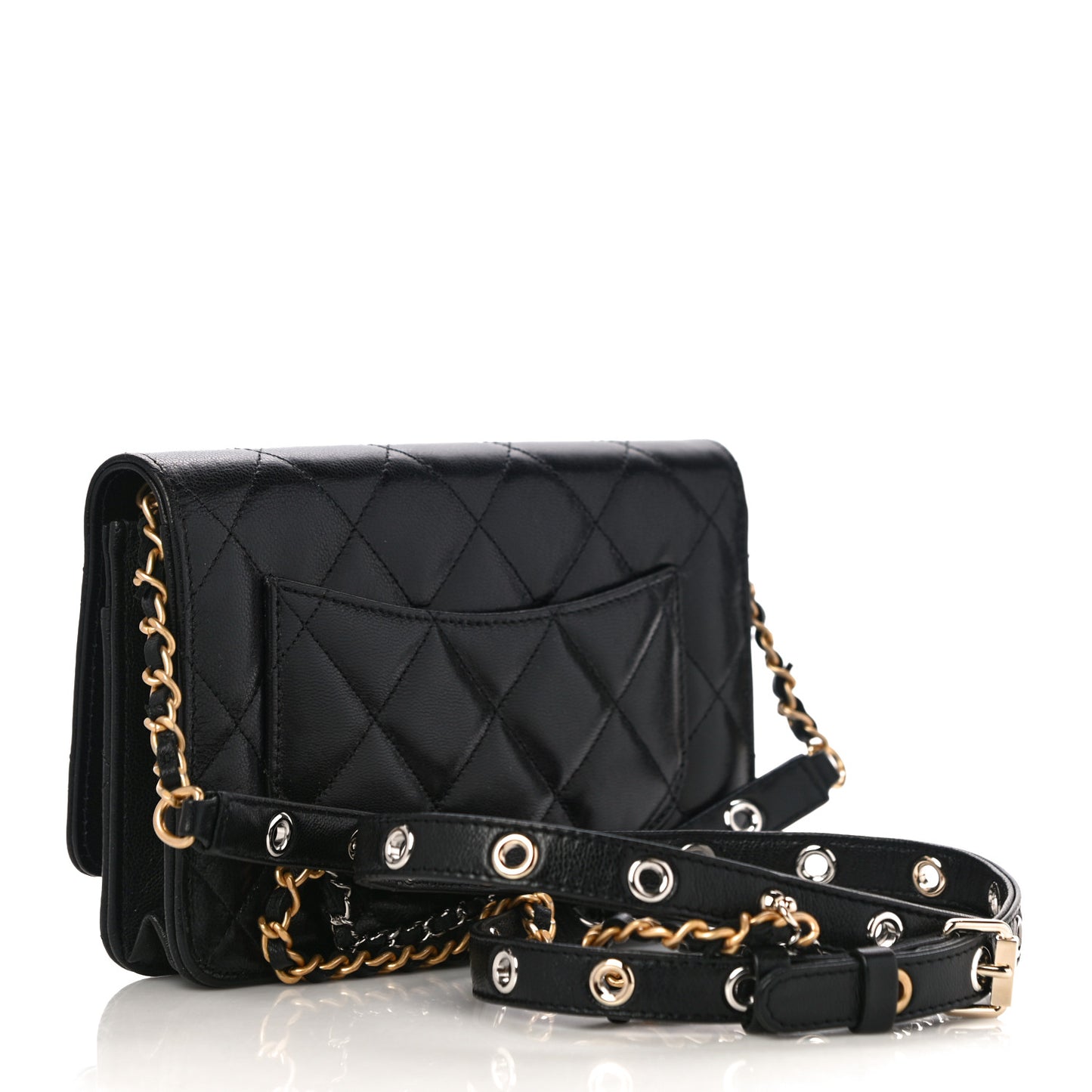 Goatskin Quilted Quilted Like A Wallet Wallet On Chain WOC Black