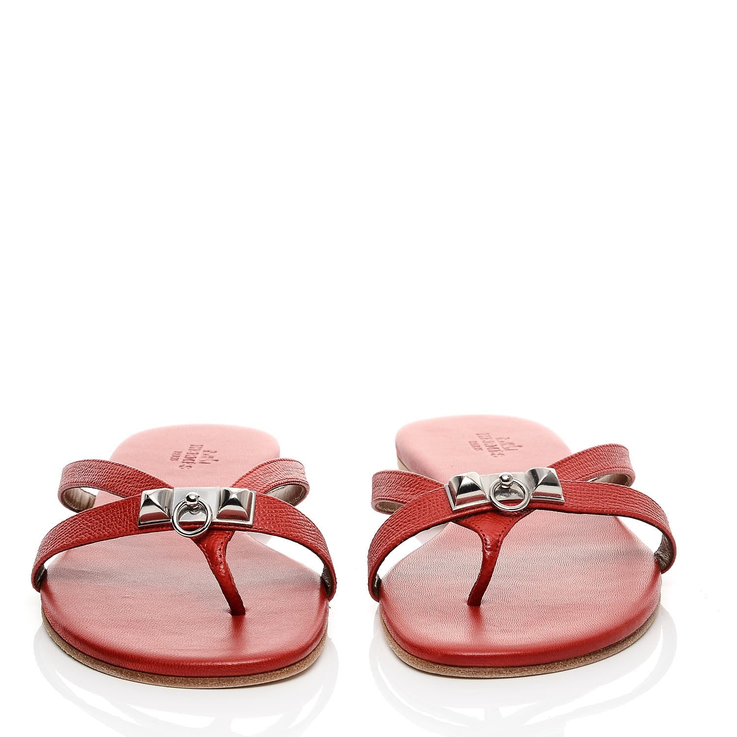 Hermes Epsom Corfou Sandals 38 Rouge 2 of 8