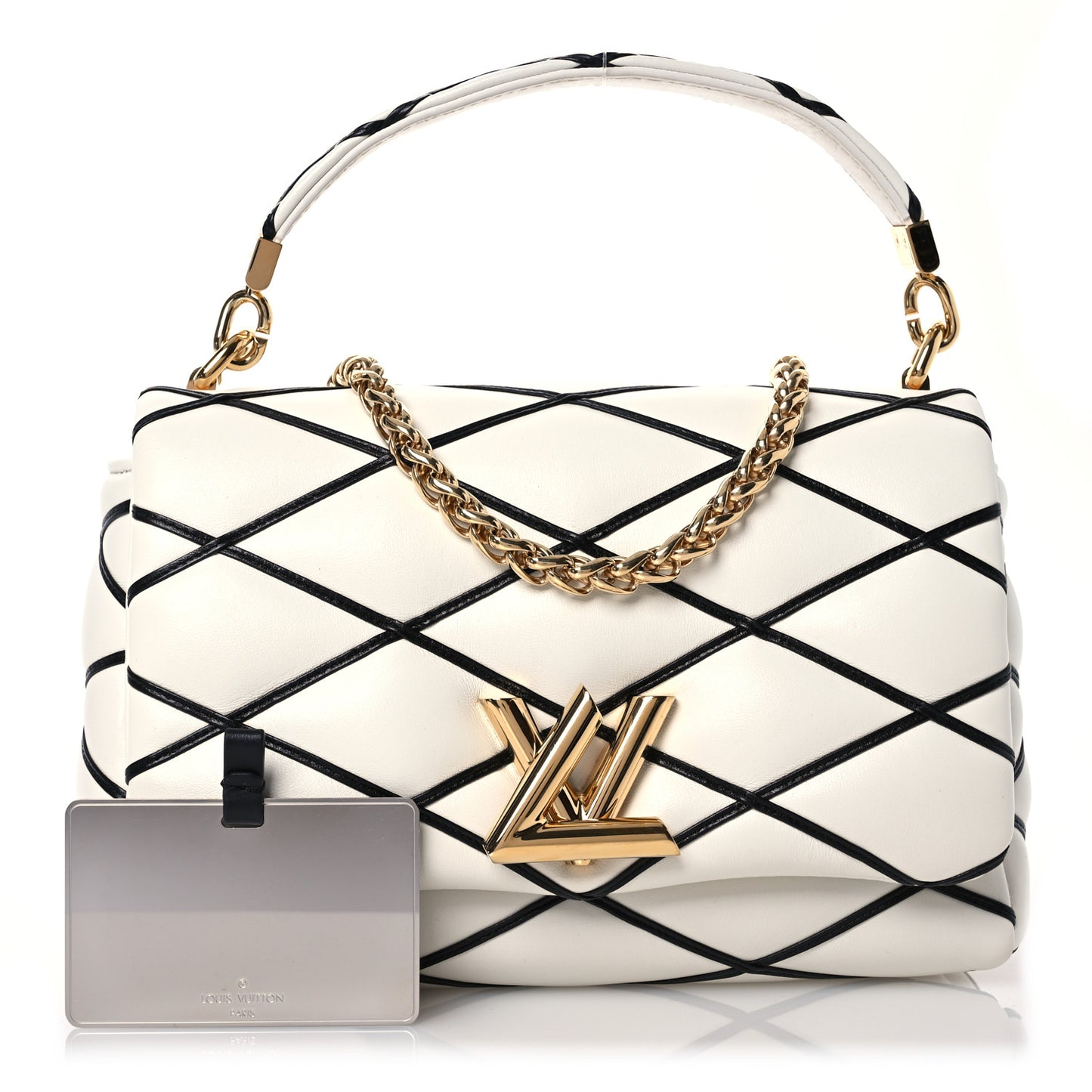 Lambskin Malletage Top Handle GO-14MM White Black