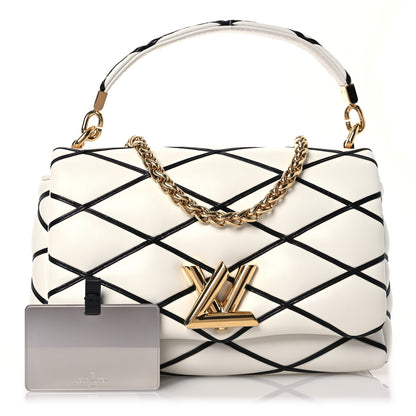 Louis Vuitton Lambskin Malletage Top Handle GO-14MM White Black 3 of 15