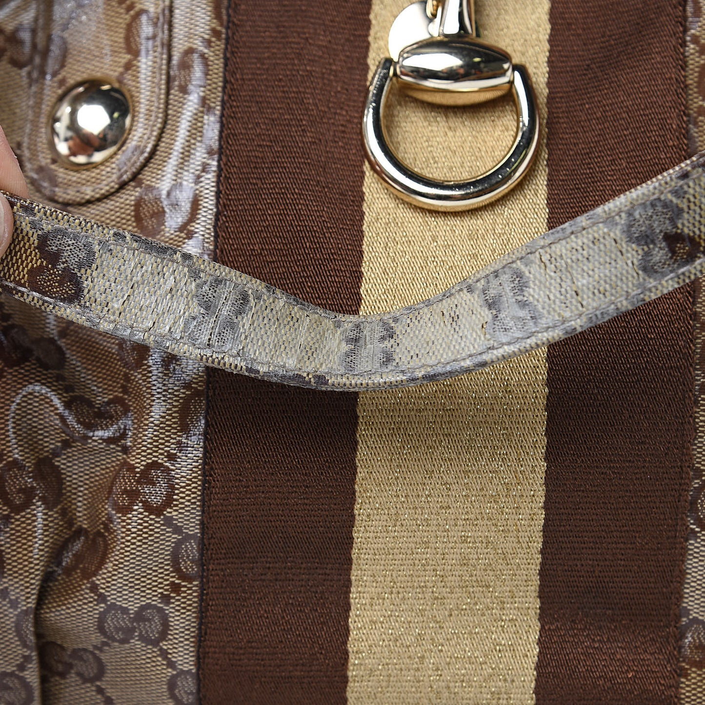 Crystal Monogram Medium Web Tote Brown