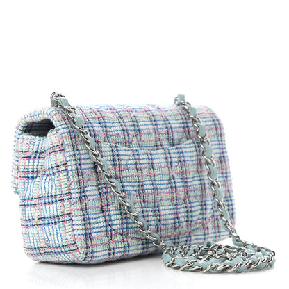Chanel Tweed Quilted Mini Rectangular Flap Blue 2 of 9