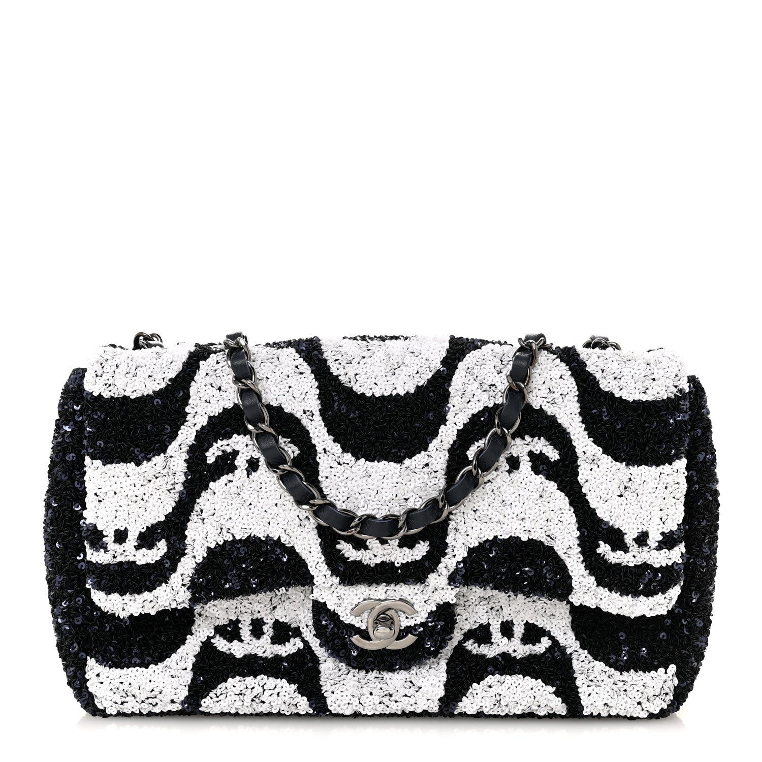 Chanel Sequin Medium Flap Blue Blue White 1 of 12