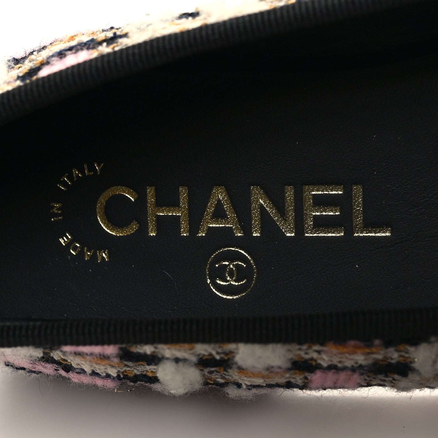 Chanel Wool Cotton Tweed Corduroy Cap Toe Ballerina Flats 37.5 Pink Black Multicolor 8 of 8
