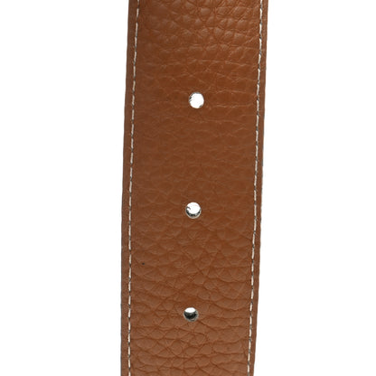 Hermes Togo 32mm H Belt 90 Bleu de Malte Gold 5 of 9