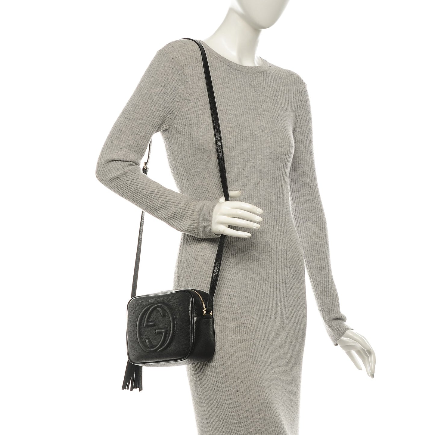 Pebbled Calfskin Small Soho Disco Bag Black