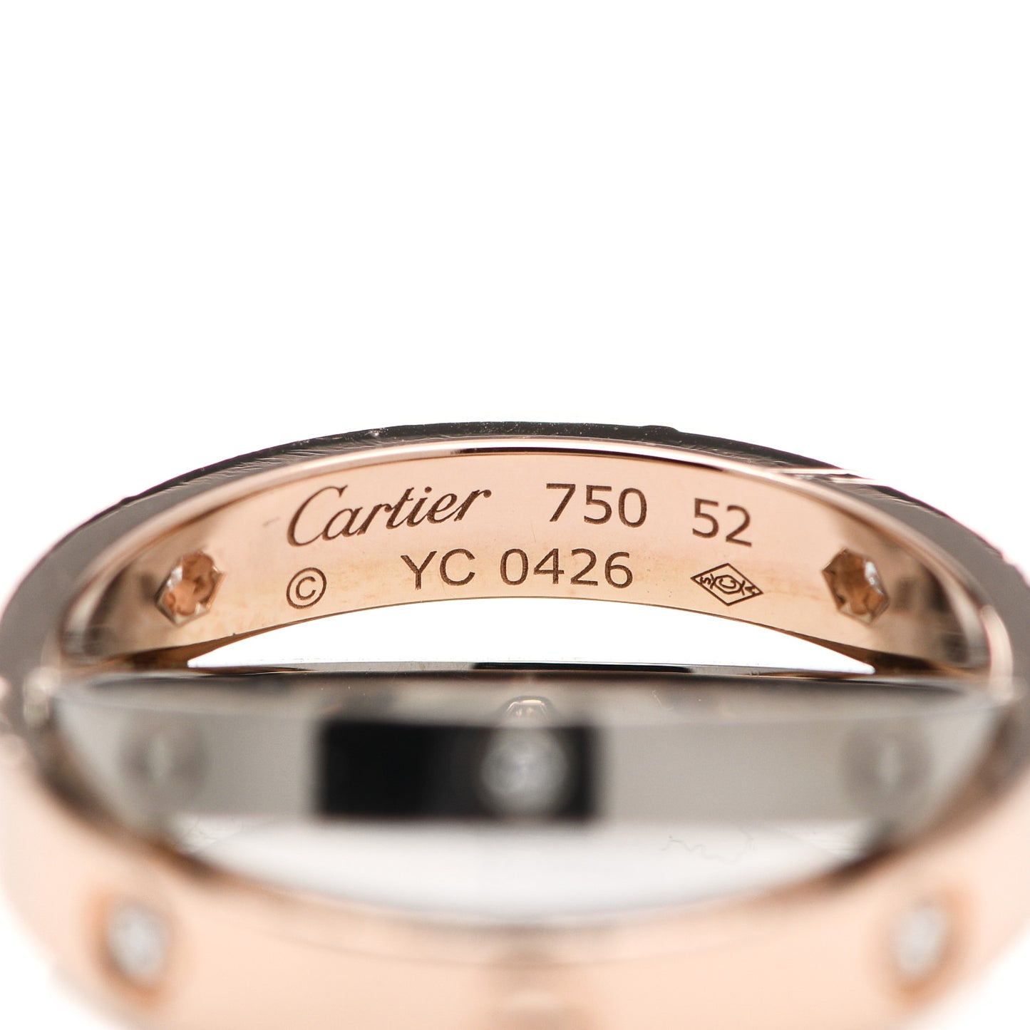 18K Pink White Gold 6 Diamond LOVE Ring 52 6