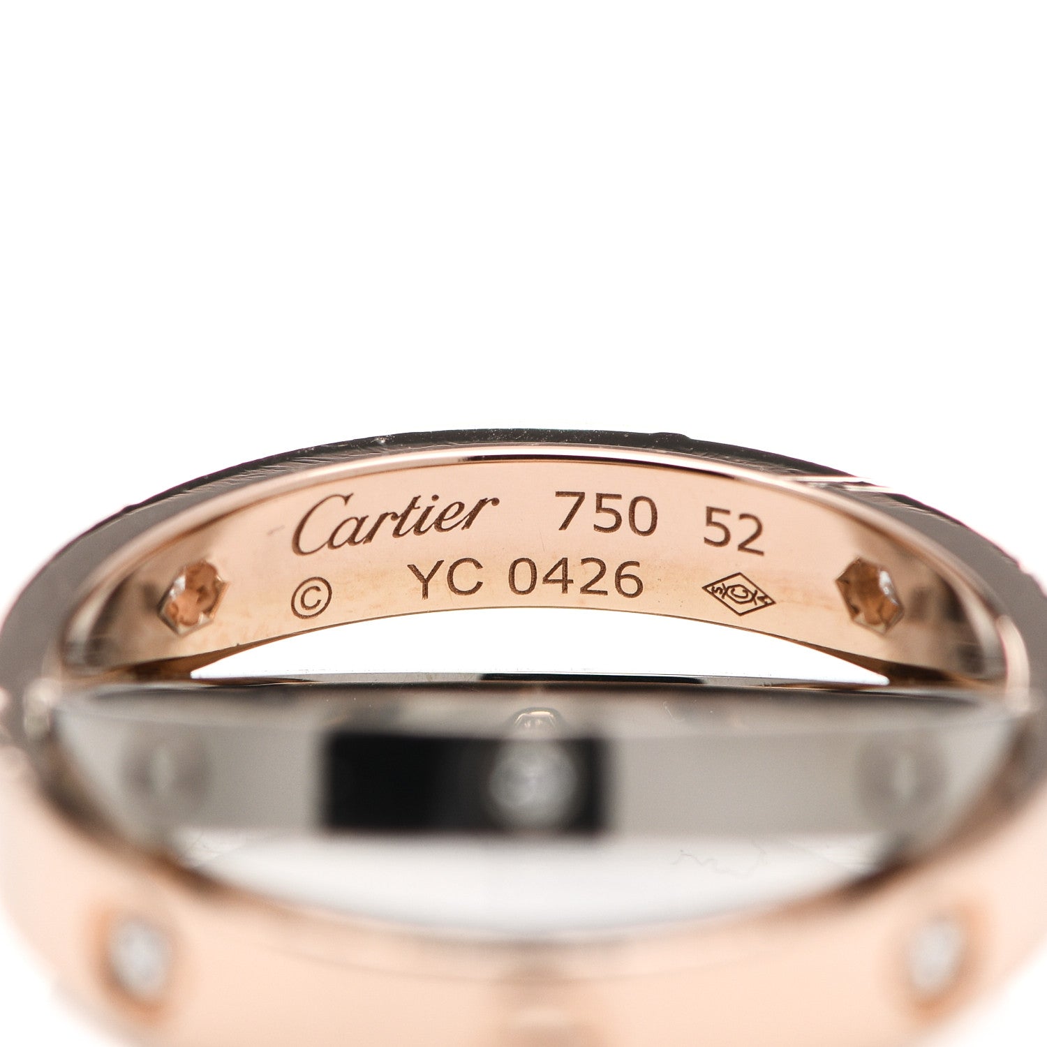 Cartier 18K Pink White Gold 6 Diamond LOVE Ring 52 6 4 of 5