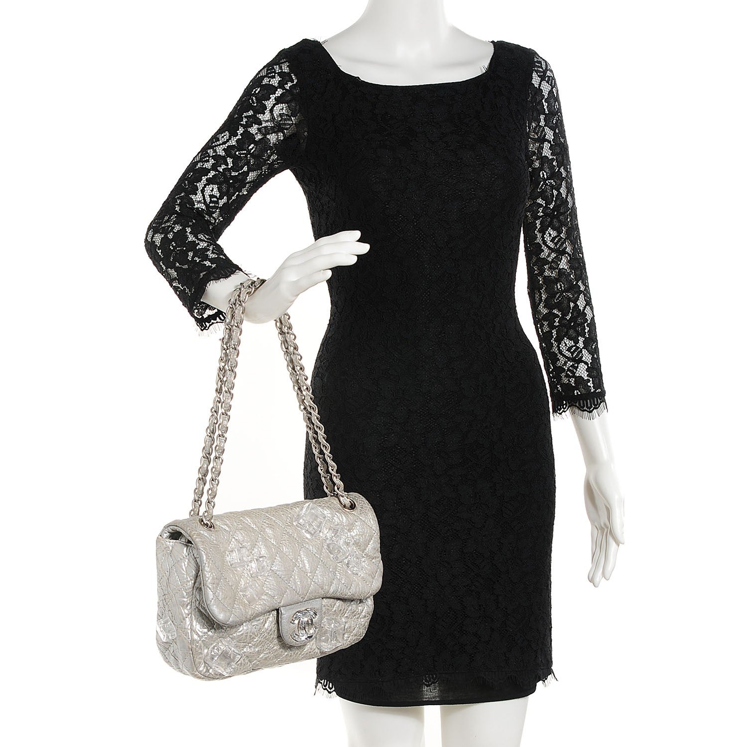 Chanel Calfskin Medium Ice Cube On the Rocks Flap Silver 2 of 8