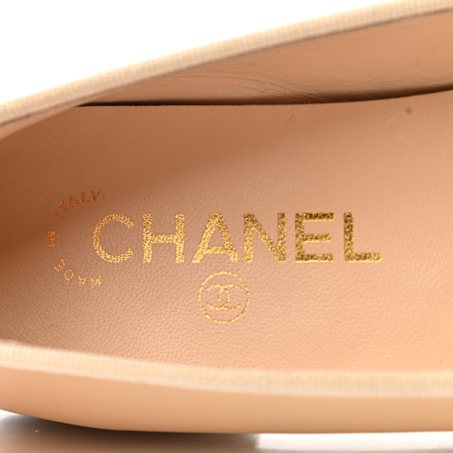 Lambskin Cap Toe CC Ballerina Flats 38.5 Beige Black