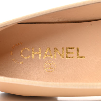 Chanel Lambskin Cap Toe CC Ballerina Flats 38.5 Beige Black 7 of 9
